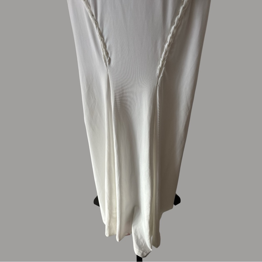 Micas Off-White Pleated Maxi Dress NWT | Hollow Out Slip Style Size S - Picture 7 of 9